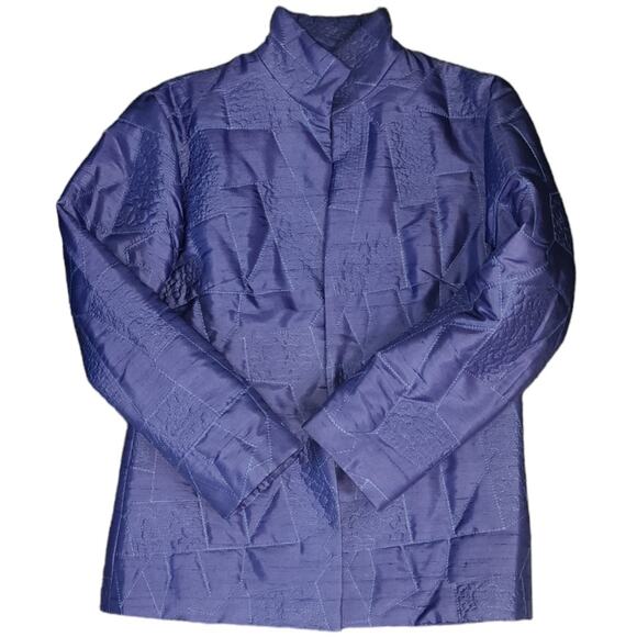 Design Exchange Quilted Lavender Amethyst 100% Silk Jacket Blazer Coat Small - Picture 5 of 7